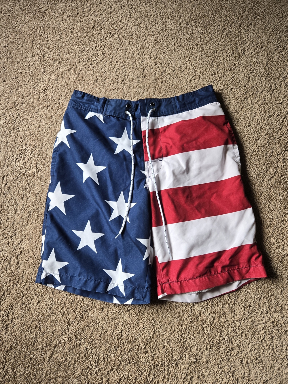 St. John's Bay Men's Stars & Stripes Swim Board Shorts - Red, White & Blue